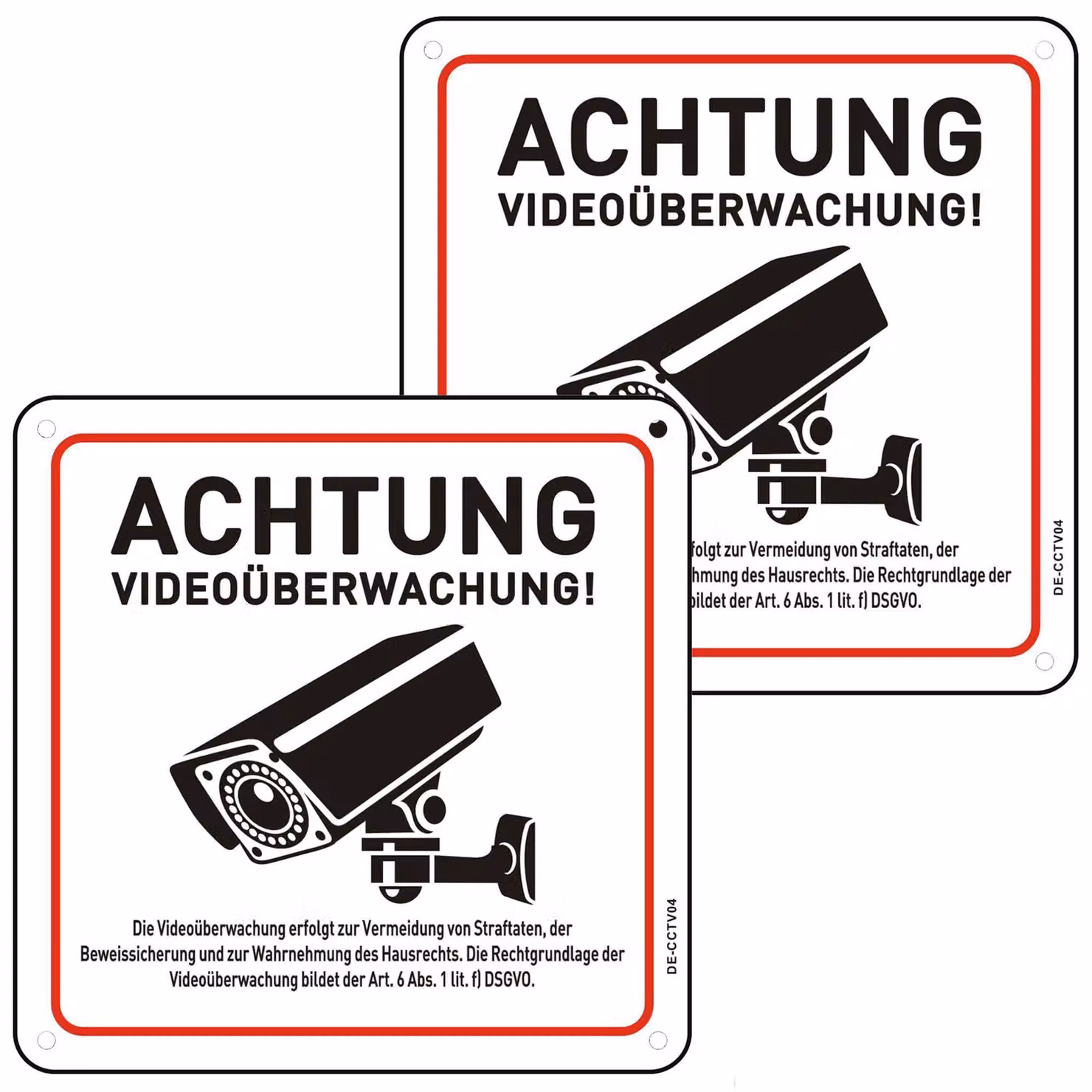 Pannello di segnalazione per videosorveglianza (15 x 15 cm) - In alluminio riflettente, con indicazione di conformità al GDPR, confezione da 2 pezzi