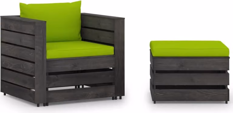 set da giardino 2 pezzi con cuscini Legno impregnato grigio