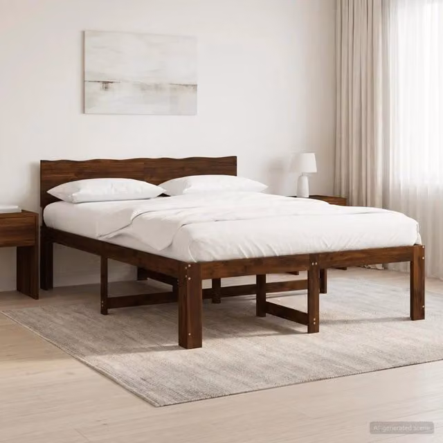Letto matrimoniale moderno vidaXL in legno di acacia marrone L/P/H: 140 x 200 x 81 cm