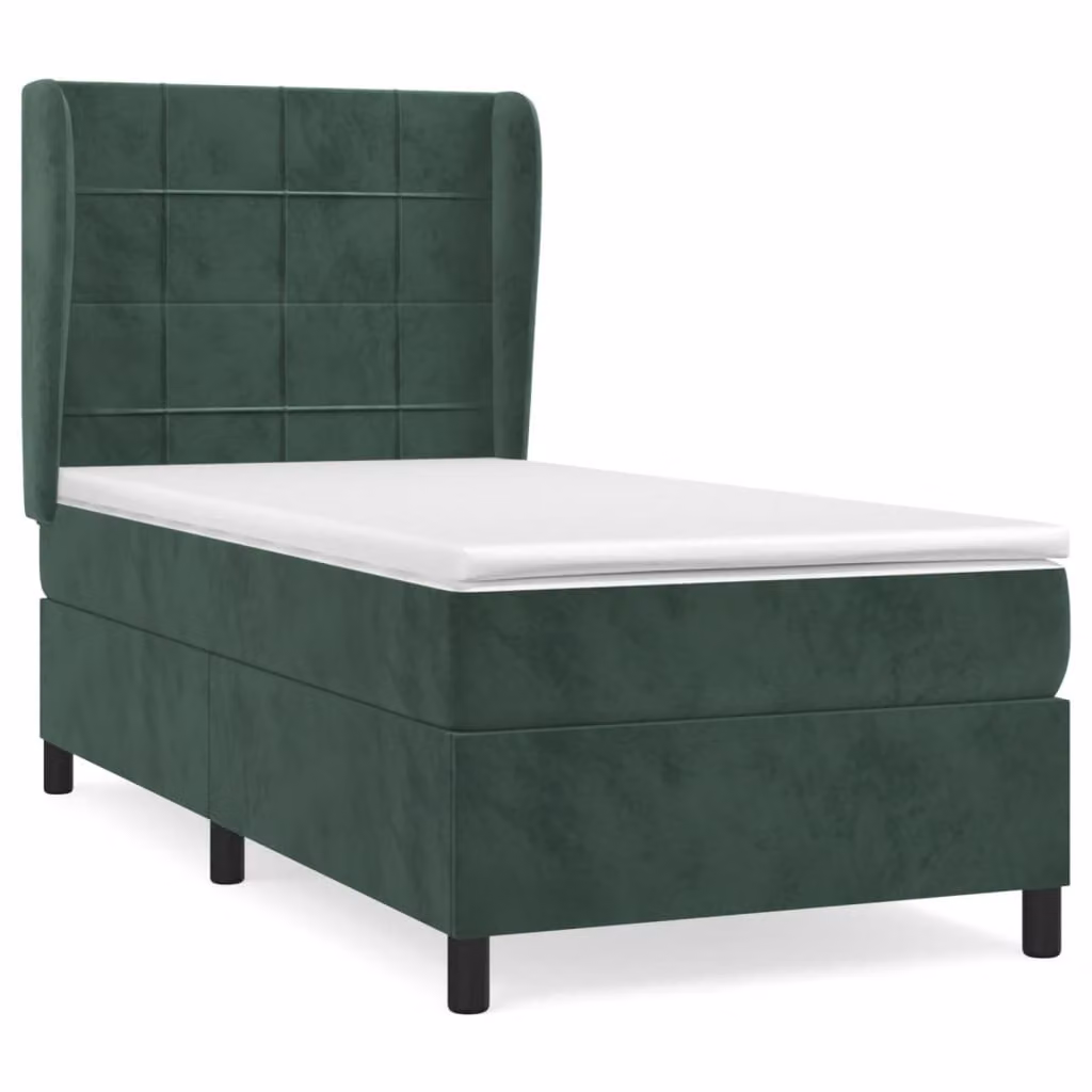 Giroletto a Molle con Materasso Verde Scuro 80x200 cm Velluto