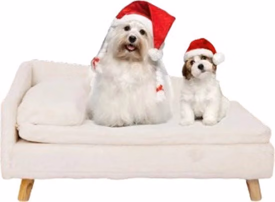 Letto rialzato per cani e gatti ItsIn® Mandria, design moderno con cuscino incluso, colore bianco/beige, L: 70 cm, P: 40 cm, H: 39 cm
