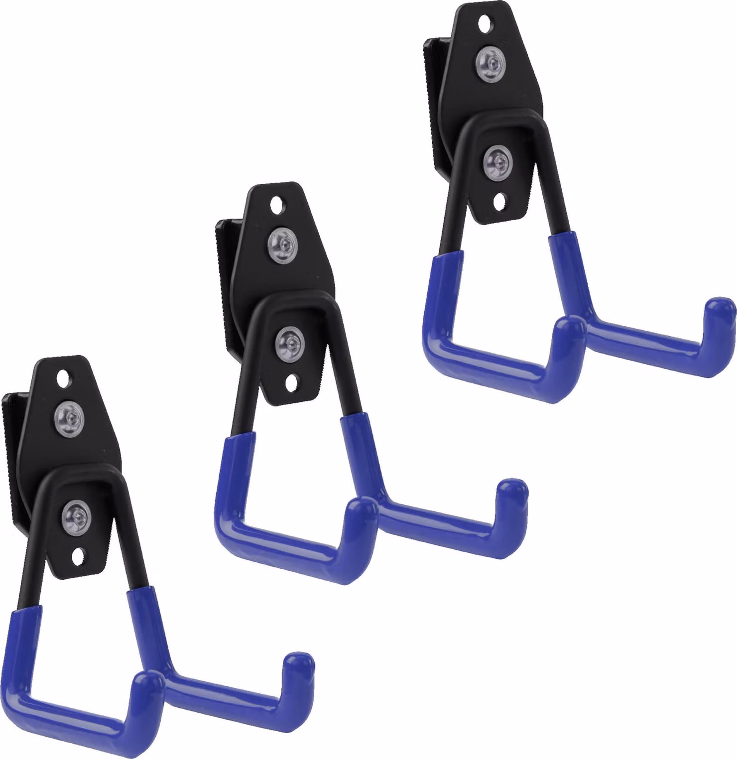 Set di 3 ganci portautensili BOTLE per sistema di valigette Qbrick "lineari" 7 cm, robusti con rivestimento in PVC, per garage, officina, capanno, ganci doppi, portata fino a 40 kg, per prolunghe