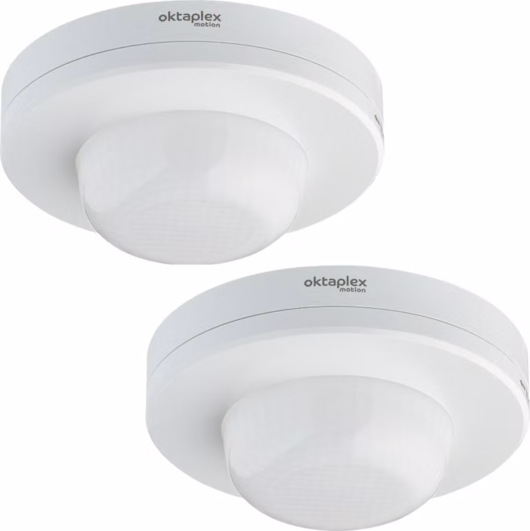 2x Oktaplex rilevatore di presenza a soffitto 360° IP65 rilevatore di movimento da esterno e interno 230V LED bianco adatto con funzione di accensione permanente