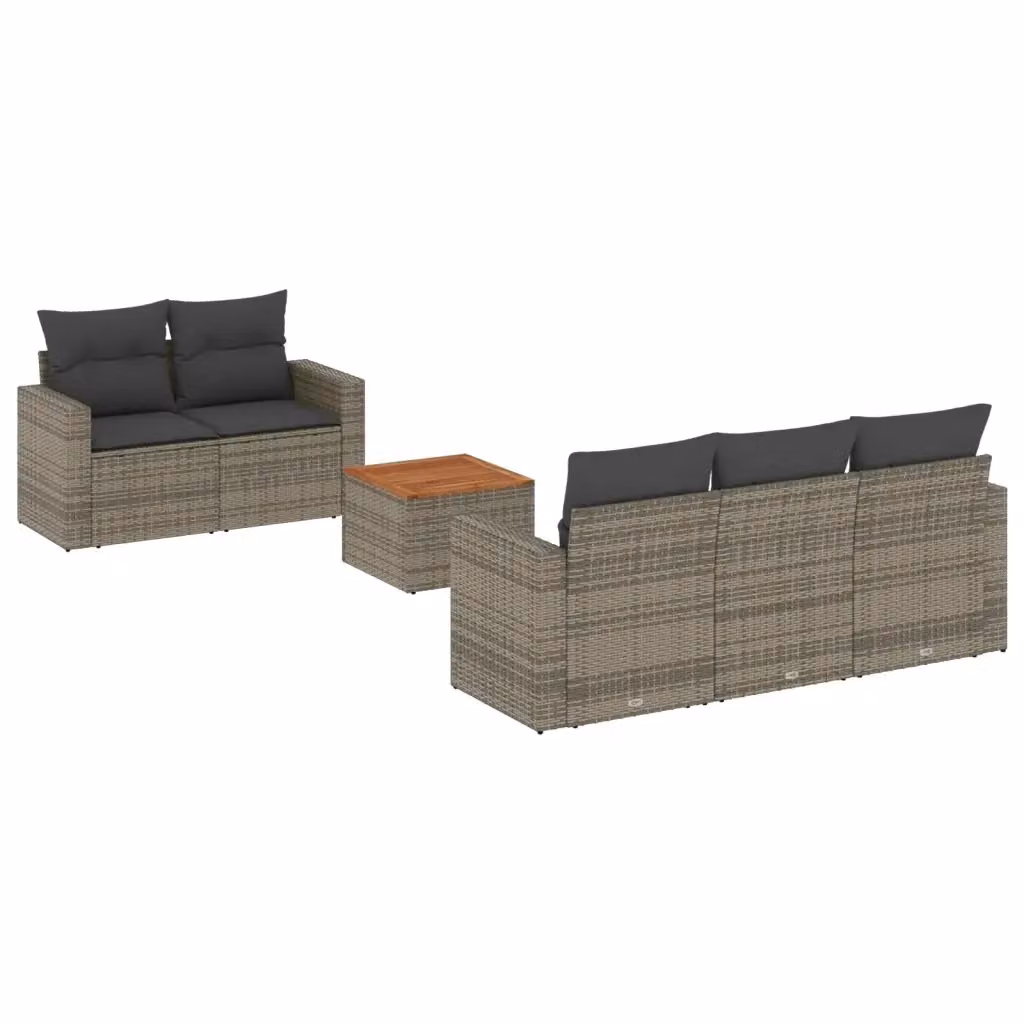 Set Divano da Giardino vidaXL 6 pz in Polyrattan Grigio con Cuscini e Tavolino da Esterno a Forma di L – 2