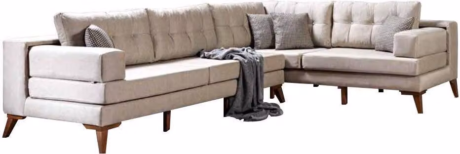 Weiße Stilvolle Eckcouch Textilsofas Moderne Wohnlandschaft Luxus Möbel