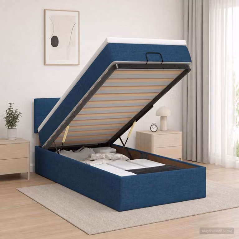 vidaXL Letto ottomano con materasso Blu 80 x 200 cm Tessuto