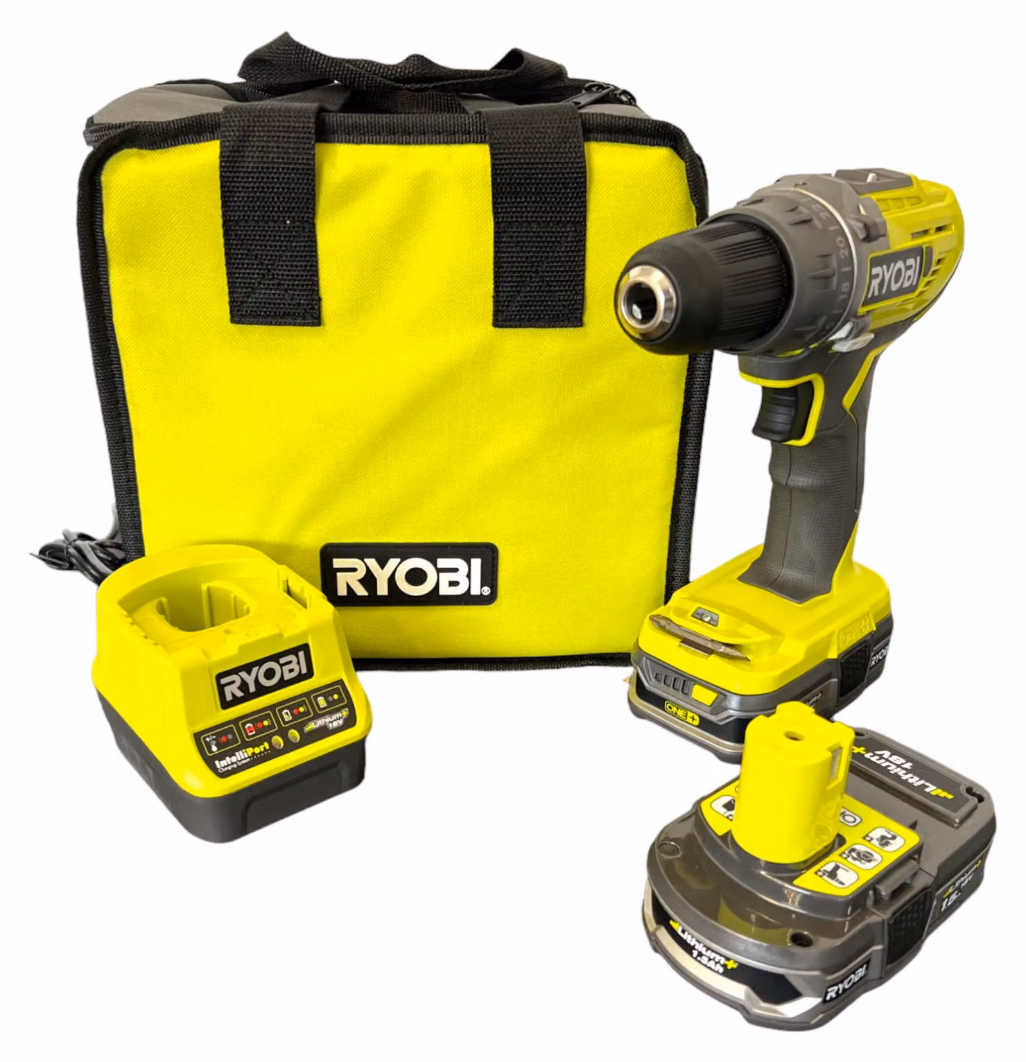 Trapano avvitatore a batteria RYOBI R18DD3-215S 18 V 50 Nm (5133003774) + 2 batterie da 1,5 Ah + caricabatterie + custodia