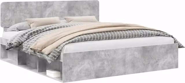 Letto matrimoniale | Letto per adulti | Struttura del letto Calcestruzzo 180 x 200 cm Pino massello