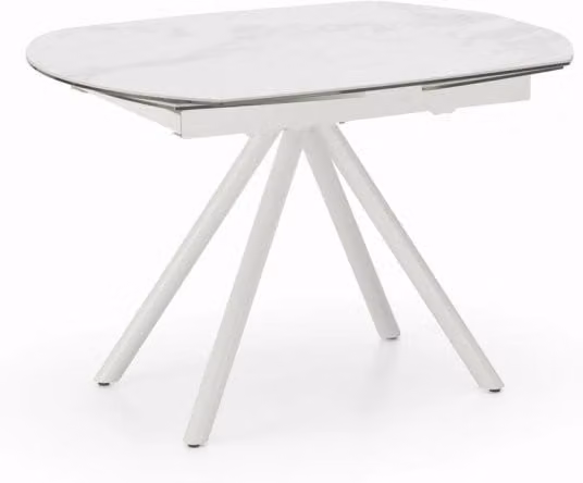 Tavolo da pranzo allungabile moderno IPERBRIKO in ceramica bianca con piano ovale e struttura a quattro gambe
