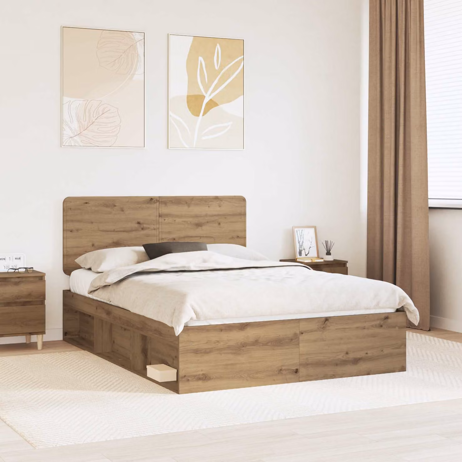 Struttura letto moderna vidaXL in legno di pino marrone con cassetti L/P/H: 190 x 140 x 100 cm