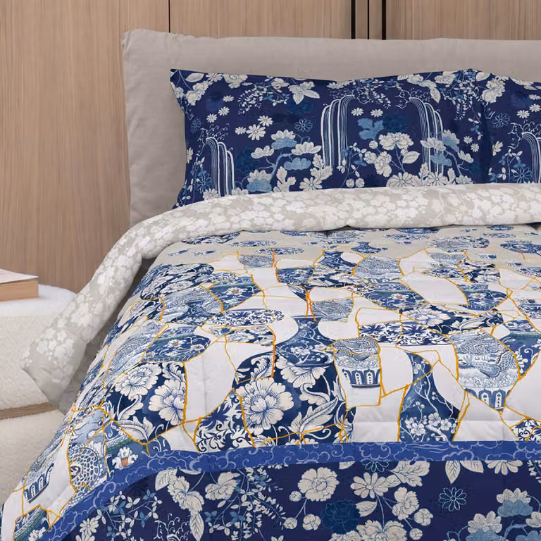 KINTSUGI Trapunta - Taglia: 1 piazza ½,Colore: KINTSUGI - BLU