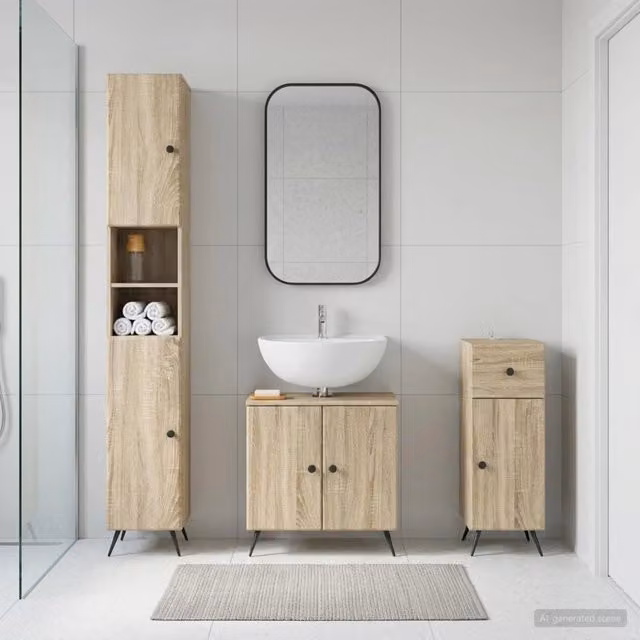 Set di armadietti da bagno in 3 pezzi BREDA Rovere Sonoma 3417884