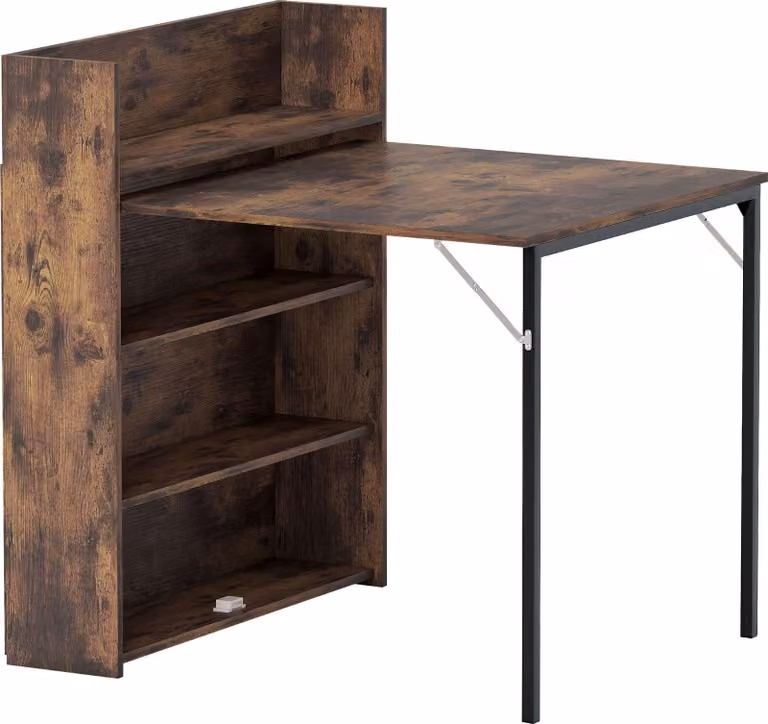 Tavolo da pranzo pieghevole con ripiano, stile industriale, salvaspazio, 80x90x93 cm