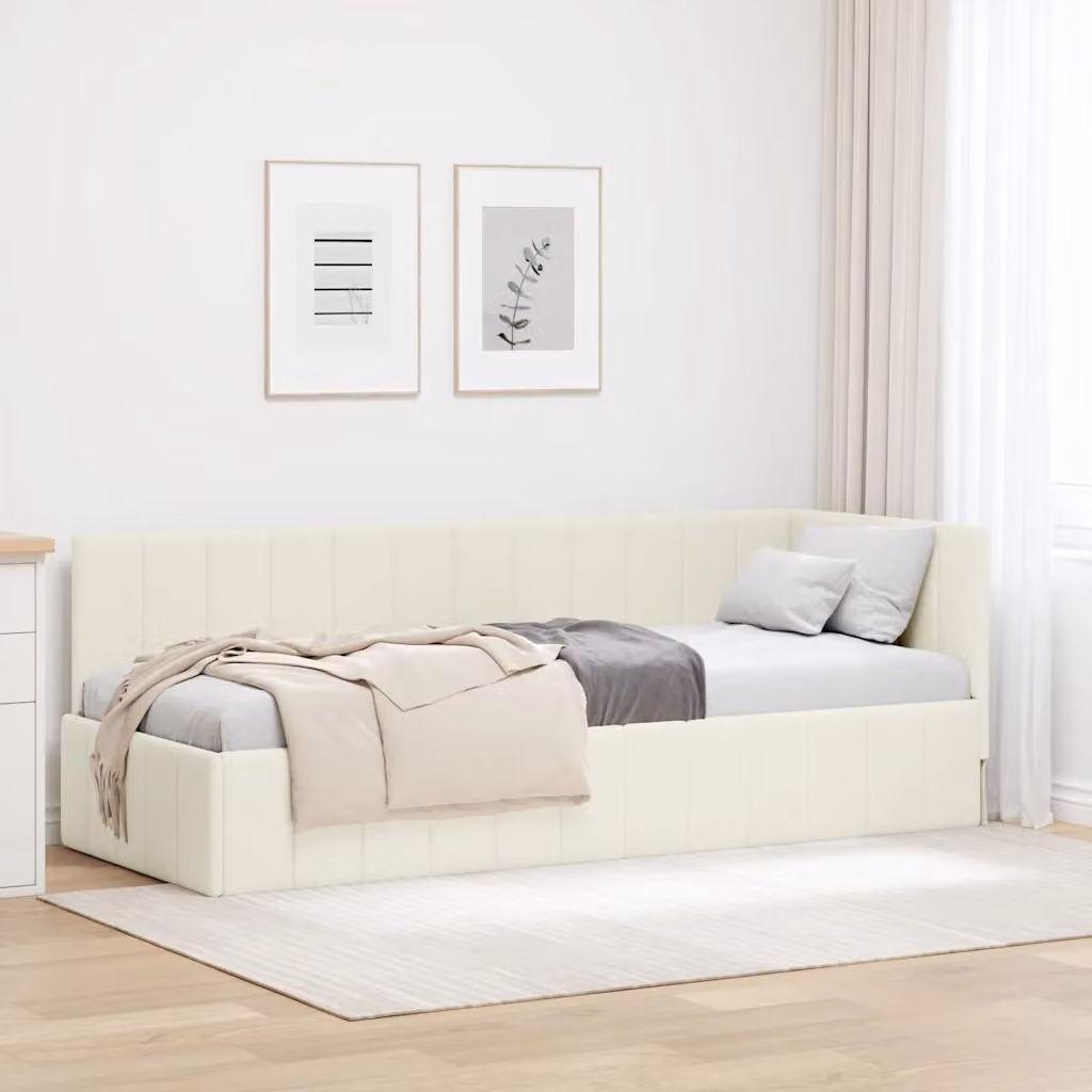 Cornice del letto ad angolo vidaXL in velluto beige L 80 cm x P 200 cm