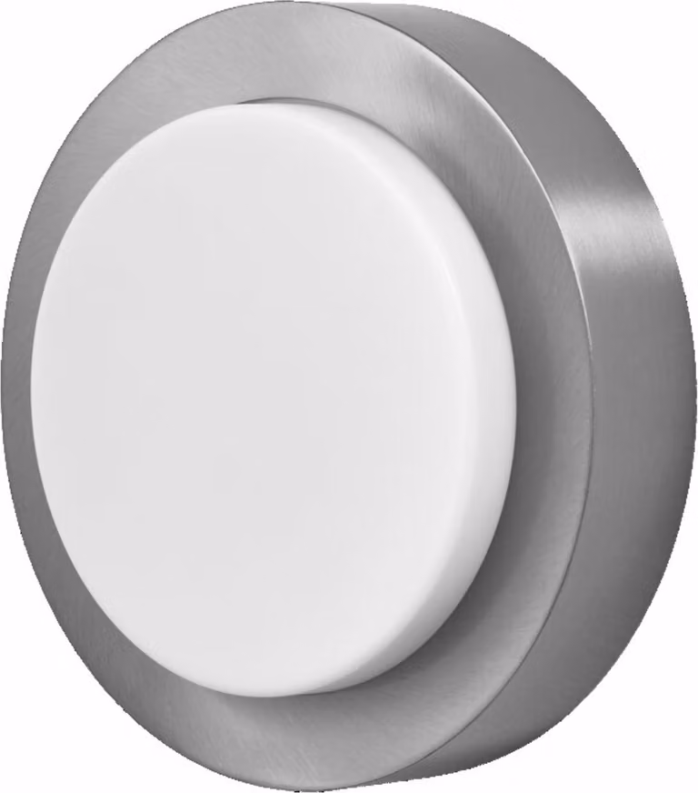 LEDVANCE lampada da parete e soffitto LED: per parete, ENDURA STYLE DISC / 8 W, 220...240 V, bianco caldo, 3000 K, materiale dell'alloggiamento: acciaio inox, IP44