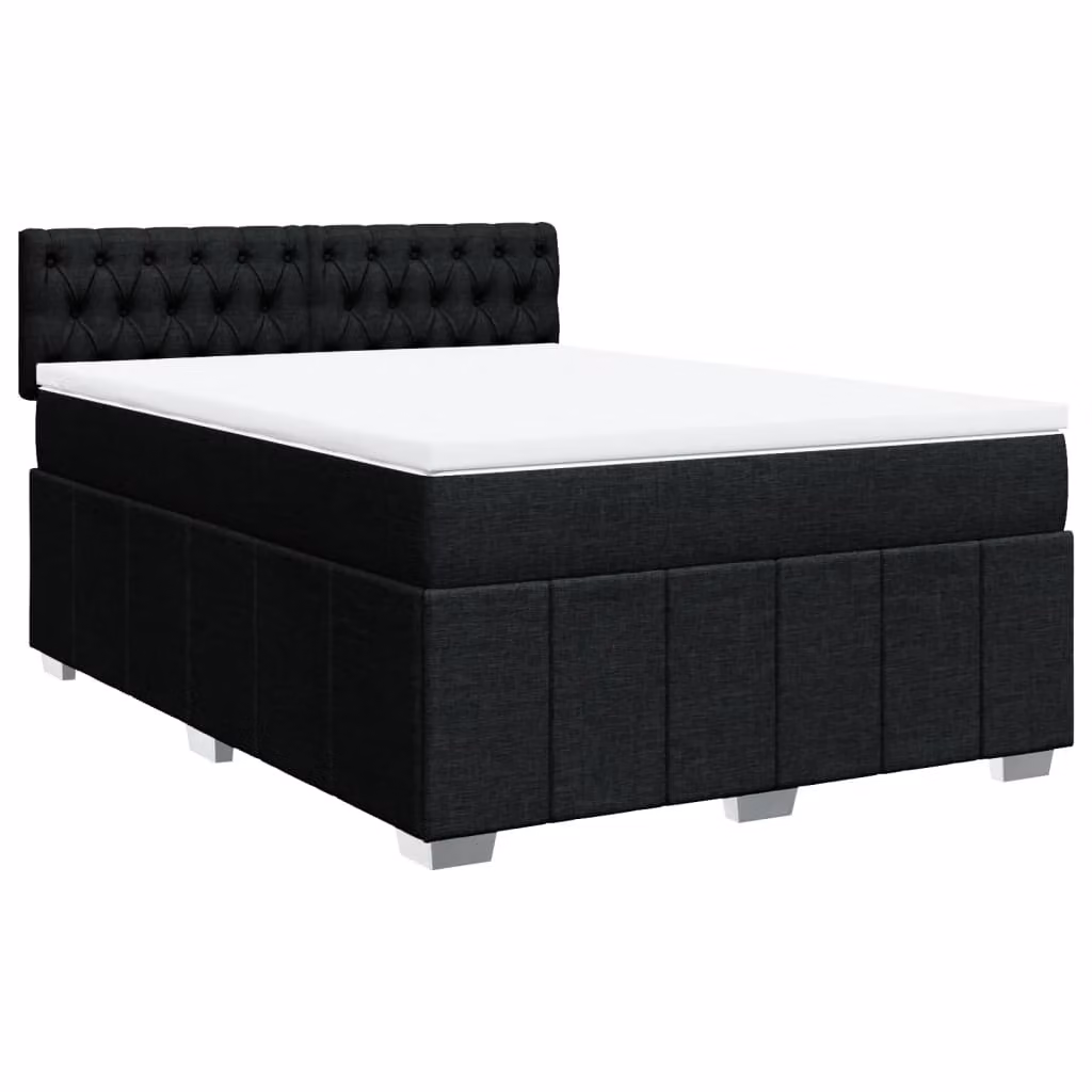 Giroletto a Molle con Materasso Nero 160x200 cm in Tessuto