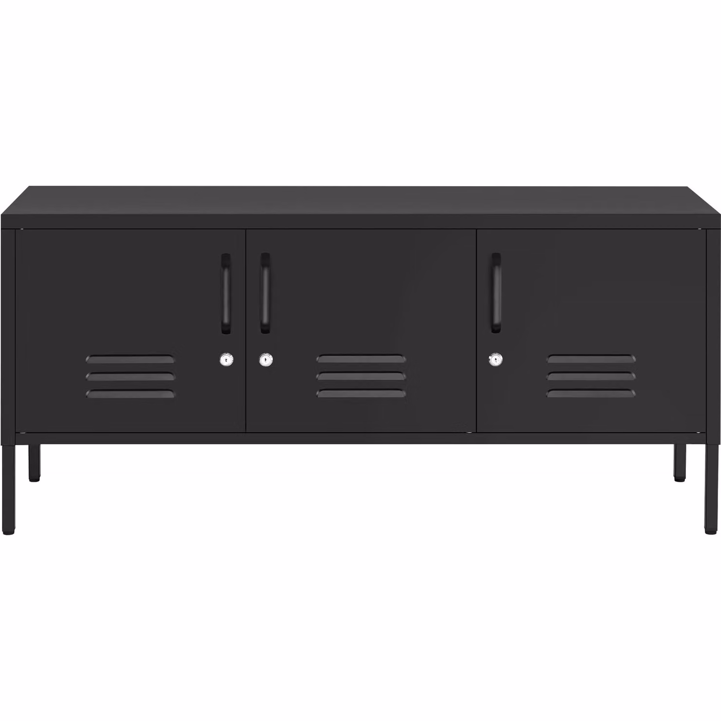 Credenza minimalista tectake in metallo e plastica, nero opaco, L: 120,0 cm, P: 37,5 cm, H: 55,5 cm – 3