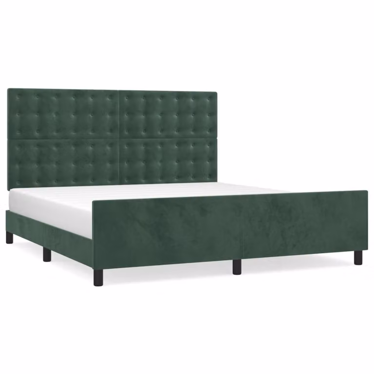 Giroletto senza Materasso Verde Scuro 160x200 cm in Velluto
