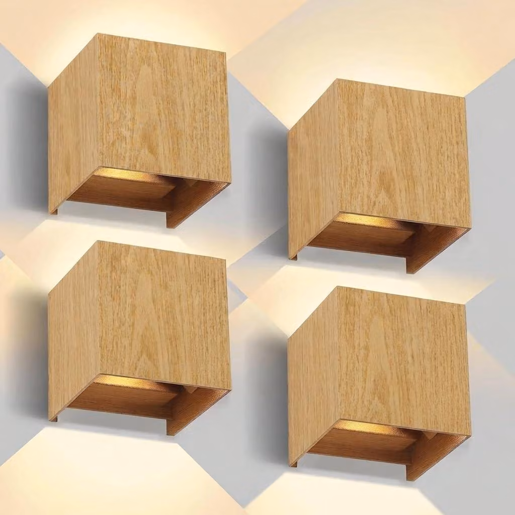 Set di 4 applique da esterno, impermeabili, in alluminio, 12W, luce bianco caldo