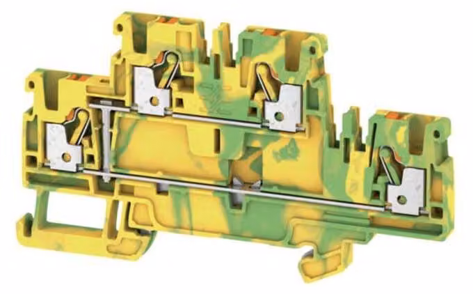 Morsetto passante 0,14-2,5 mm², gn-ye - Morsettiera passante 5,1 mm A2T 2.5 PE