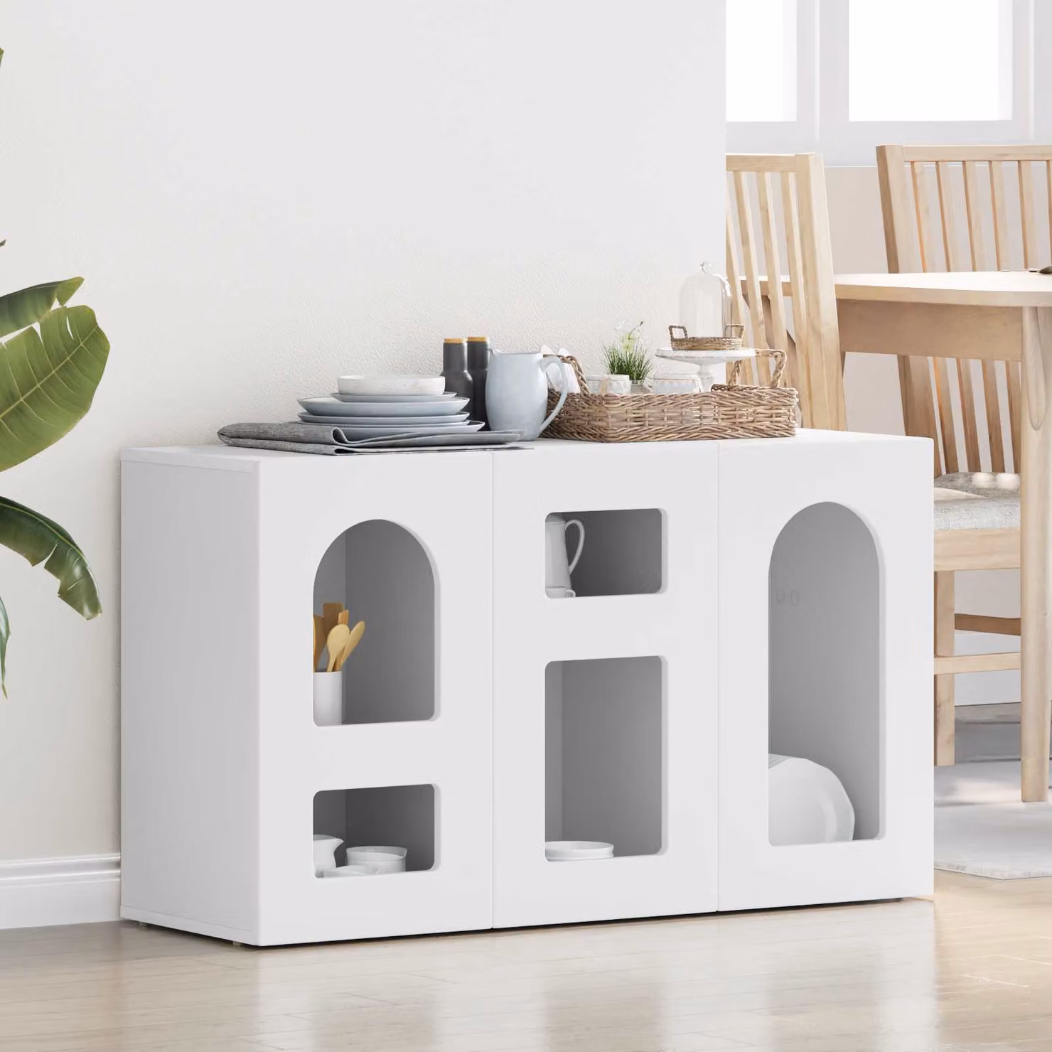 Credenza moderna vidaXL ELST in legno ingegnerizzato bianco L 100 x P 35 x H 59 cm