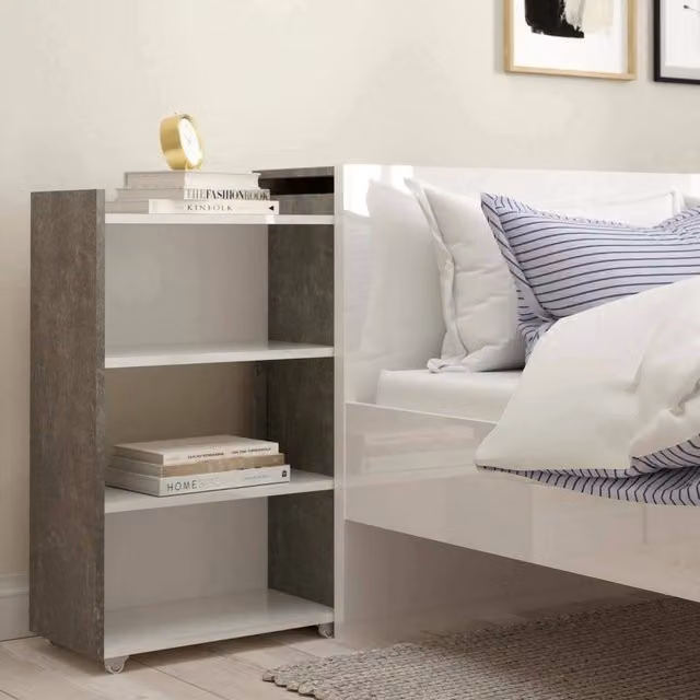 Comodino Peridoto DMORA in MDF Bianco e Grigio lucido L 145 cm x H 80 cm