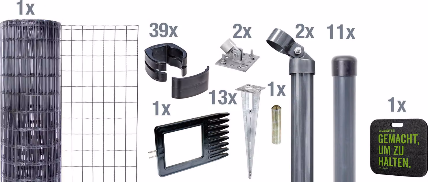 Alberts 695798 Fix-Clip Pro come set completo di recinzione, con presa a terra e cuscino per ginocchio, antracite, altezza 122 cm, lunghezza 25 m
