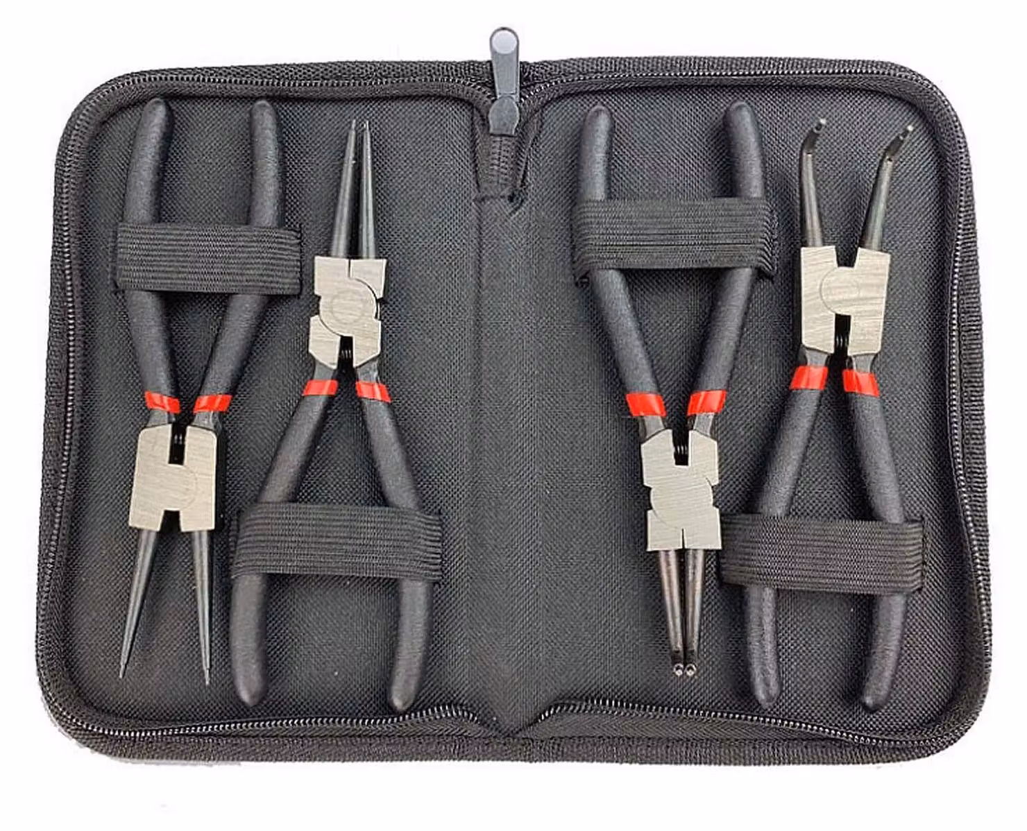Set di pinze divaricatrici, 4 pezzi, lunghezza 175 mm, con apertura a molla e impugnature ergonomiche