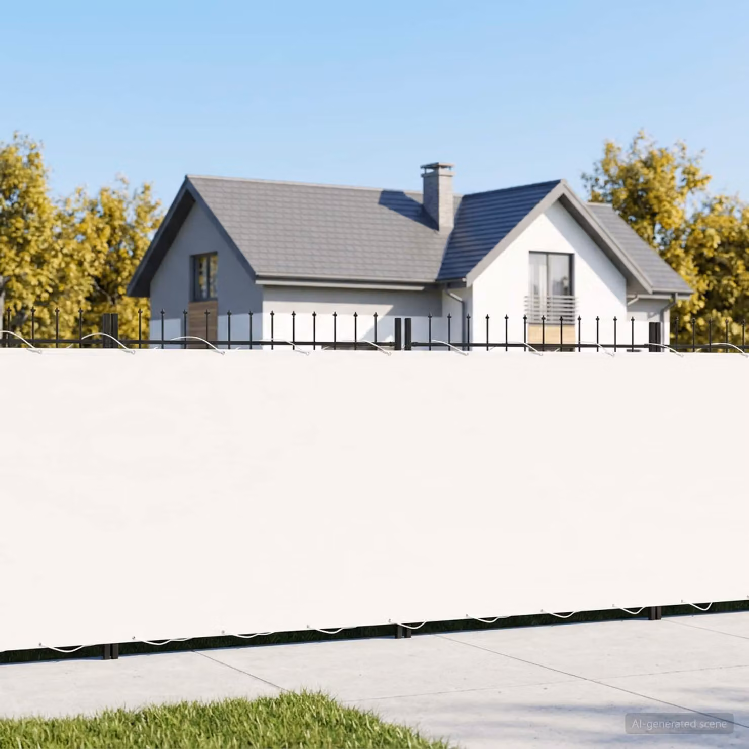 Schermo di privacy per balcone vidaXL in poliestere bianco, L: 25 m, H: 1,5 m