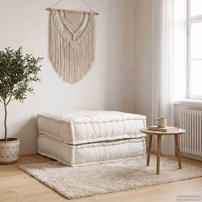 Divano Componibile Moderno vidaXL in Tessuto Beige L/P/H: 70 x 70 x 36 cm
