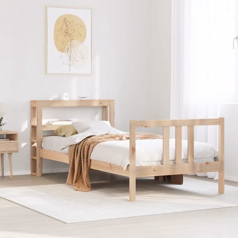 vidaXL Giroletto con Testiera in Legno Massello di Pino Marrone L 190 x L 75 cm