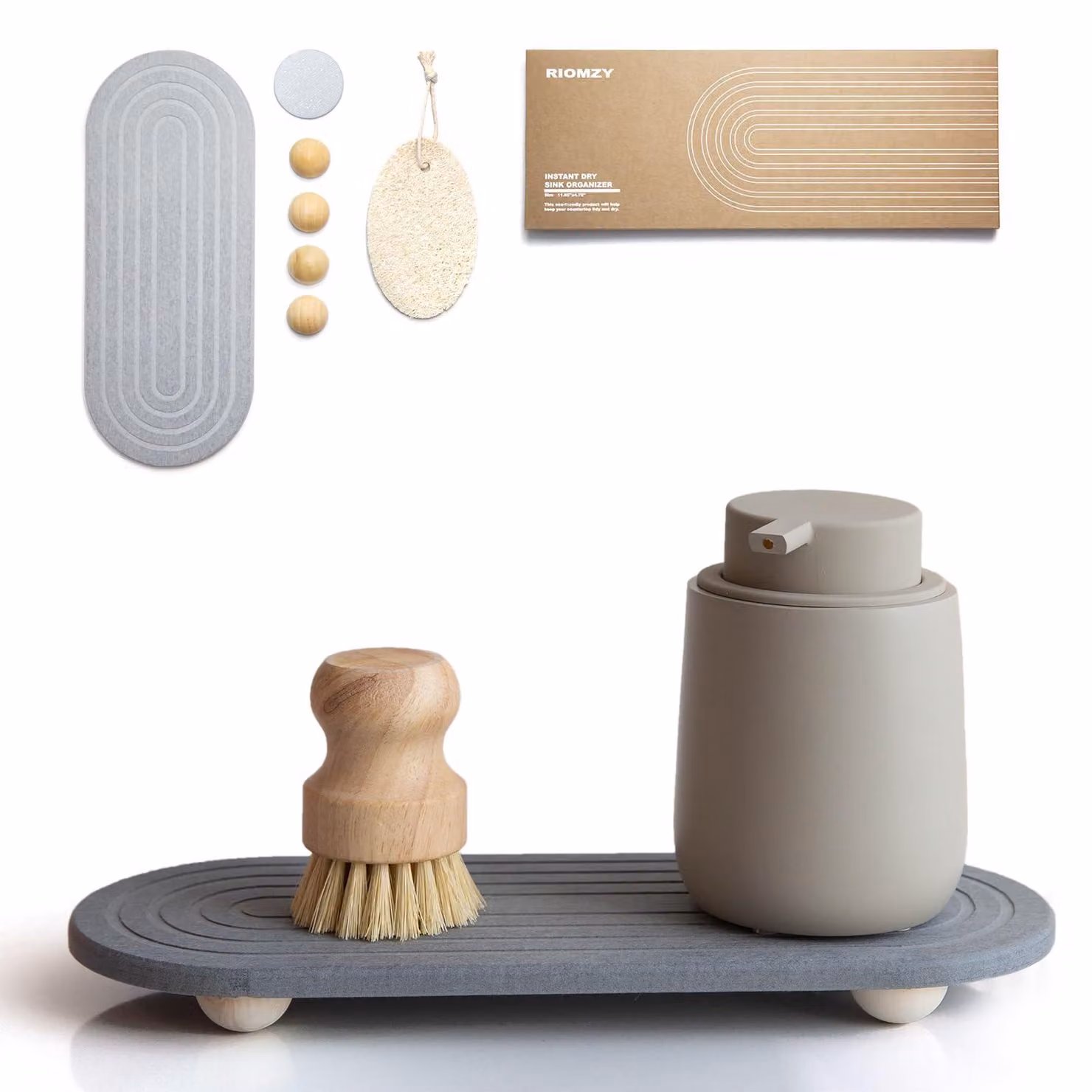 RIOMZY: Organizzatore per lavello ad asciugatura rapida – contenitore assorbente per l'acqua