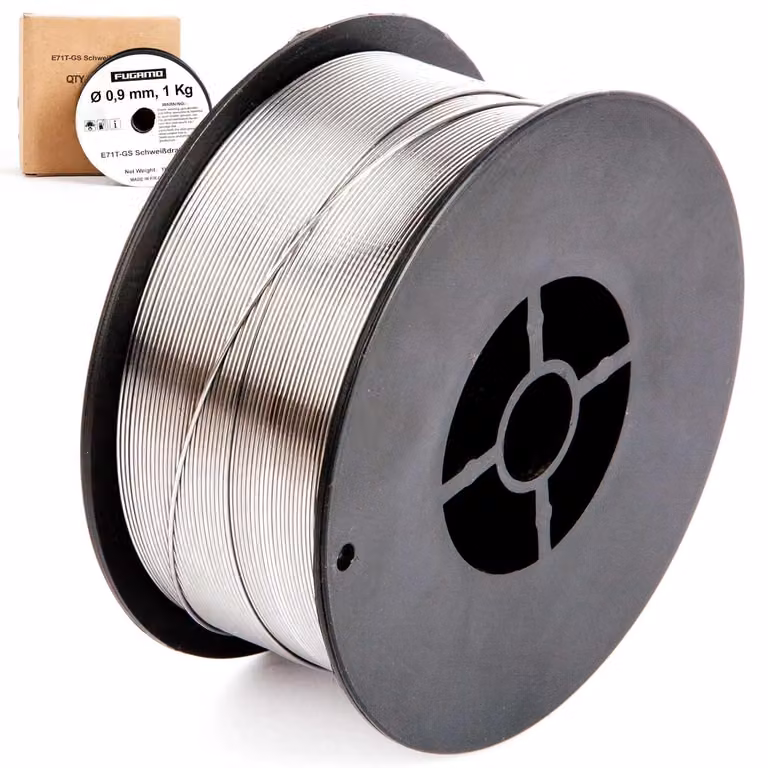 Filo di saldatura 0,9 mm, tipo E71T-GS, bobina da 1 kg, per saldatrici MIG/MAG senza gas