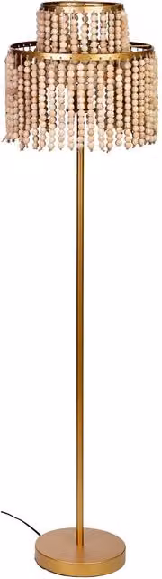 Lampada da terra Wanderlust Deco in metallo oro/ottone e legno, altezza regolabile, L/P/H: 38 x 38 x 130,5/152,5 cm