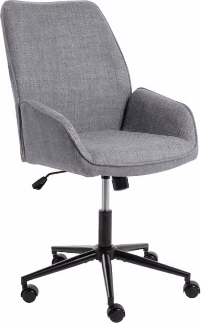 Sedia da ufficio BELIANI grigio con rivestimento in tessuto, girevole a 360 gradi con braccioli e ruote, ideale per home office e salotto, L: 52 cm, P: 64 cm, H: 110 cm – 1