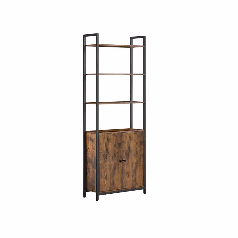 Libreria Scaffale a 6 Ripiani, Marrone Vintage + Nero Inchiostro / 24 x 60 x 159,5 cm