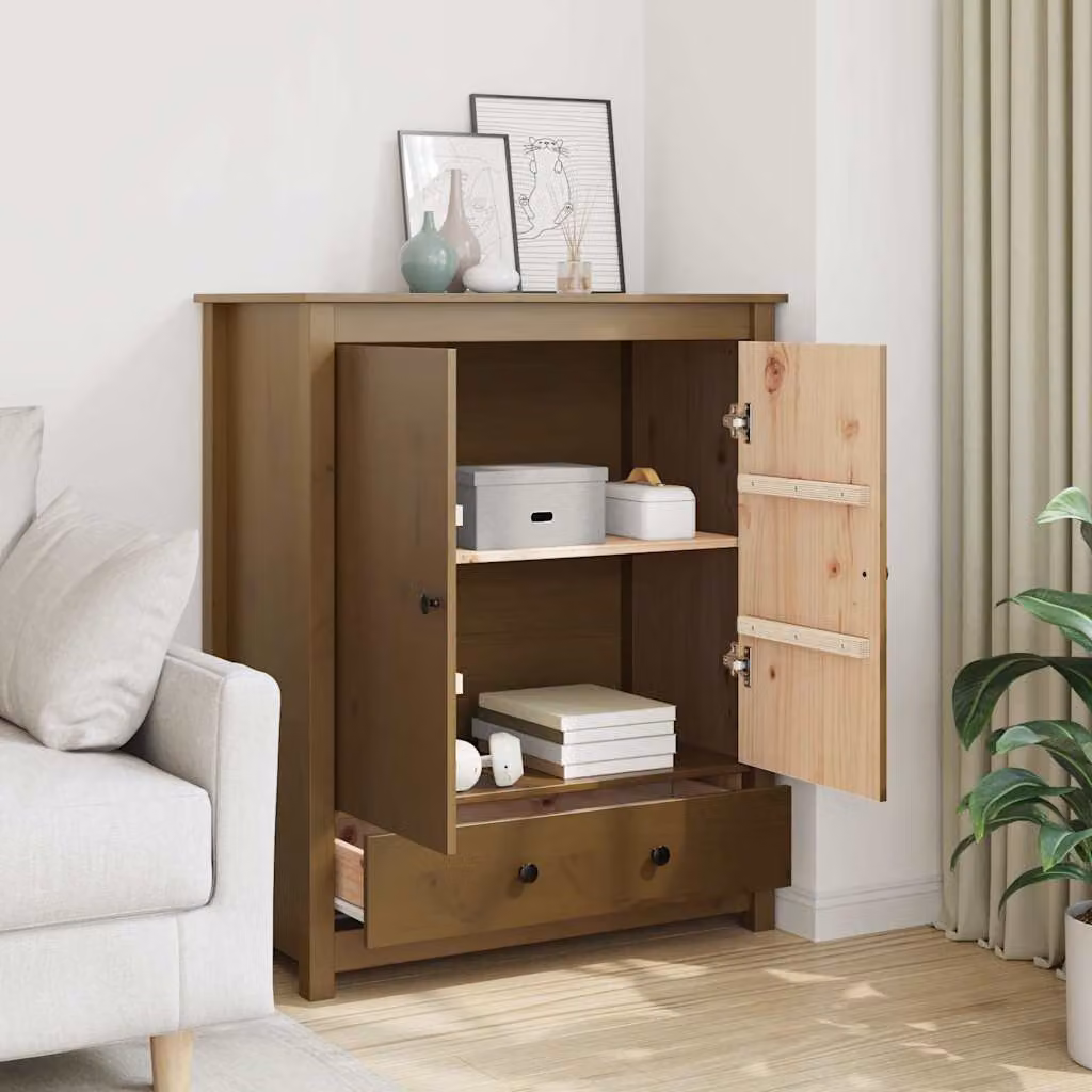 vidaXL Credenza in Legno di Pino Marrone in Stile Industrial L: 83 cm, P: 41,5 cm, H: 100 cm – 1