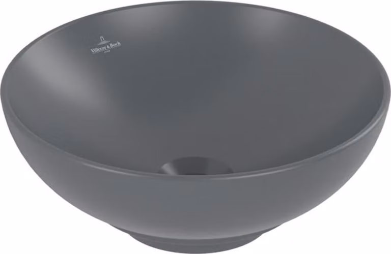 Villeroy & Boch Loop&Friends - Lavabo da appoggio, diametro 380 mm, con sfioratore, CeramicPlus, Grafite 4A4500i4