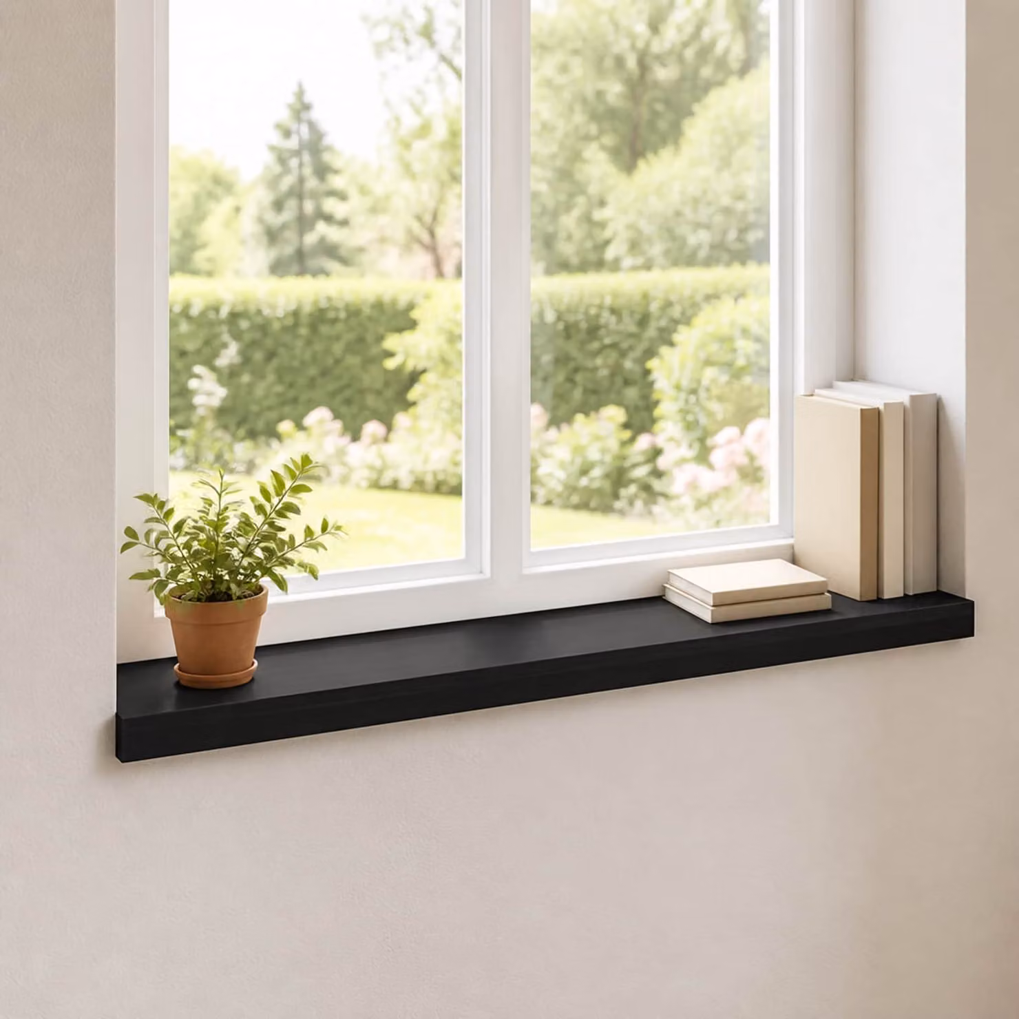 Set di 2 soglie per finestre vidaXL in legno, colore nero, L 70 x P 15 x H 2 cm