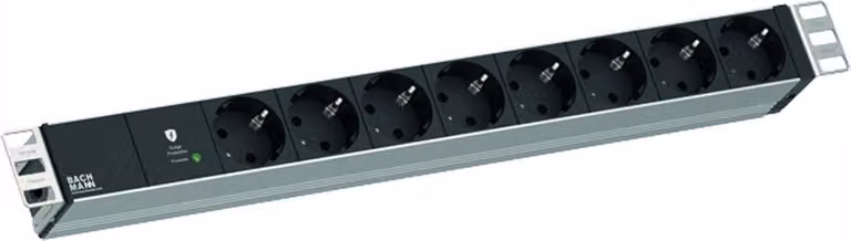 BACHMANN 19" 1HE 8xCEE7/3 RAL7035 1xSPD-Plus 2,0m CEE7/7