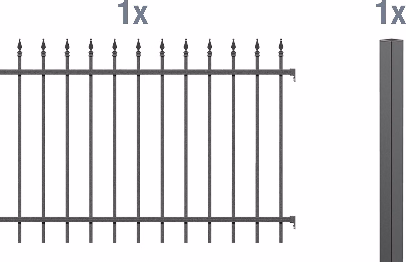 Alberts 510367 Set di prolunghe per recinzione Chaussee, per la posa nel calcestruzzo, antracite, altezza 100 cm, lunghezza 2 m