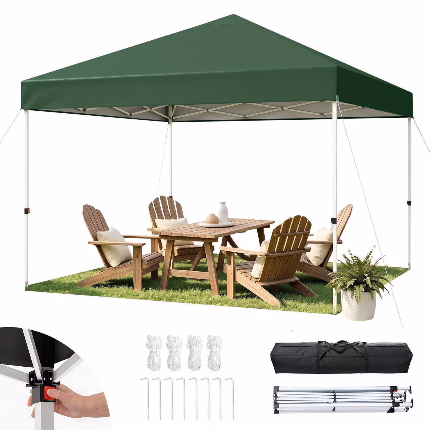Gazebo da esterno 3x3 metri, colore verde, impermeabile, con protezione UV 50+, regolabile in altezza e fornito con borsa per il trasporto