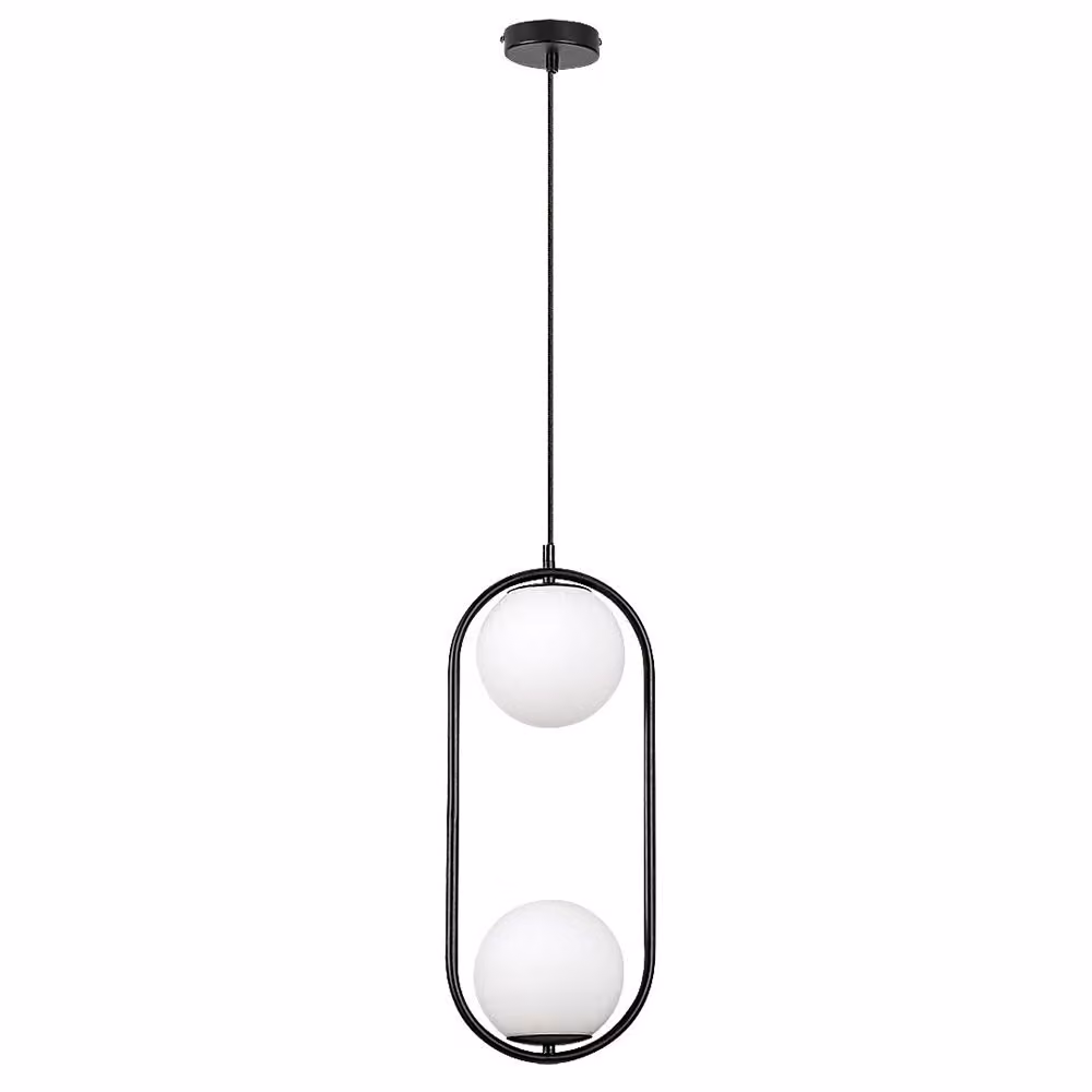 Rabalux 72029 Lampada a sospensione 2 spot Ghita, E27, bianco-nero, rotonda, moderna, ø150mm
