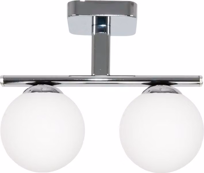 Lampada Da Soffitto Cromata In Vetro A Sfera Bianca Led E14 Prim 13-428