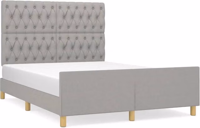 Letto matrimoniale | Letto per adulti | Giroletto senza Materasso Grigio Chiaro 140x200 cm Tessuto