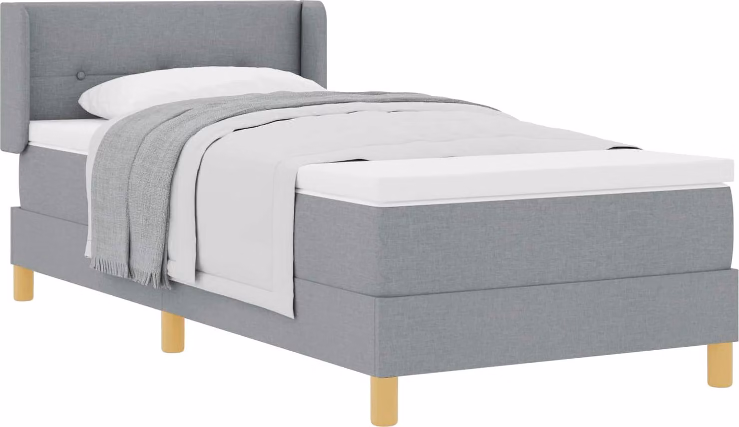 Letto a molle con materasso grigio chiaro 80 x 200 cm in tessuto