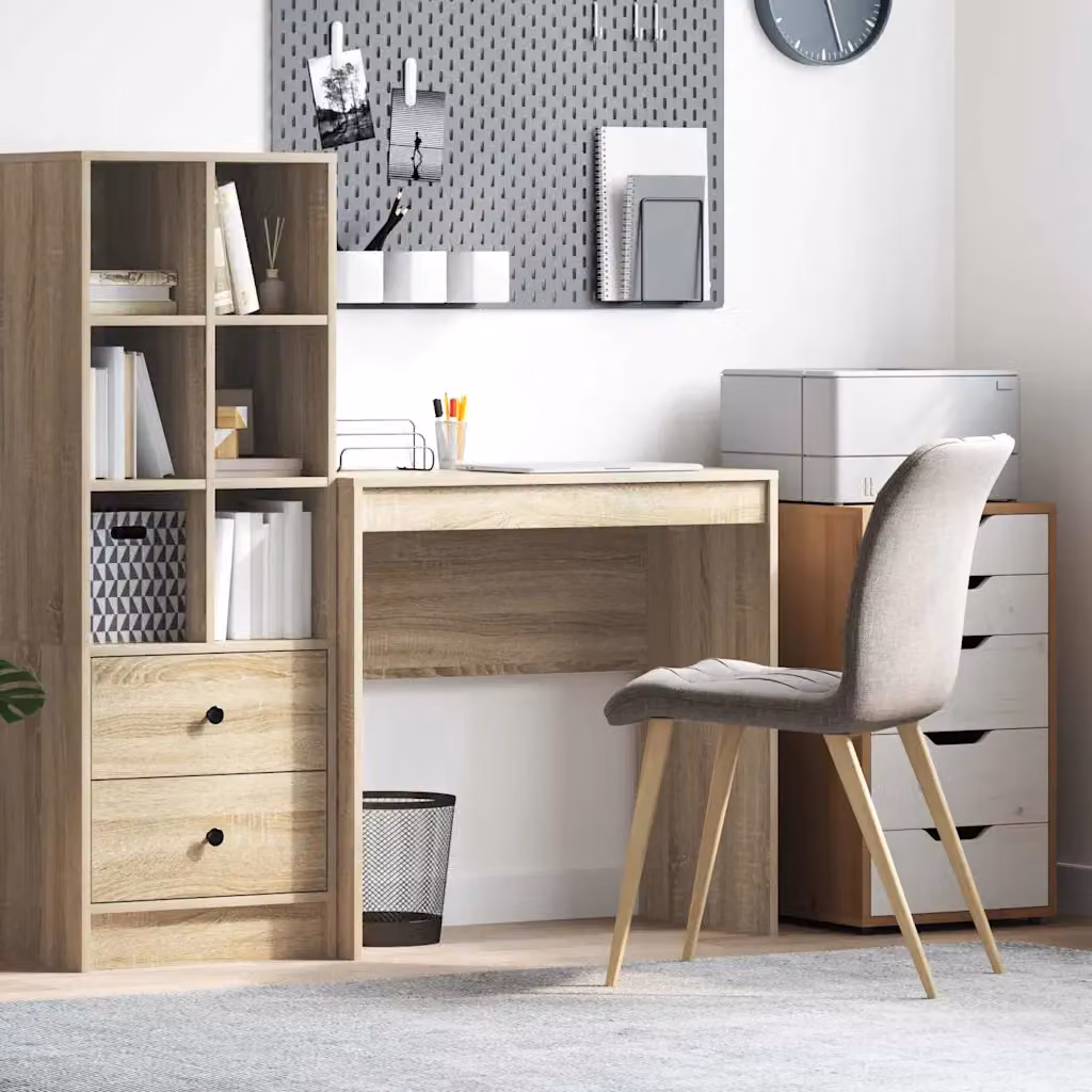 Scrivania minimalista vidaXL in rovere, colore beige e marrone, L: 80 cm, P: 40 cm, H: 76 cm