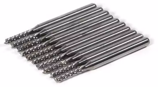 Set di frese per metallo, 10 pezzi da 2 mm per taglio SMT/CNC/PCB