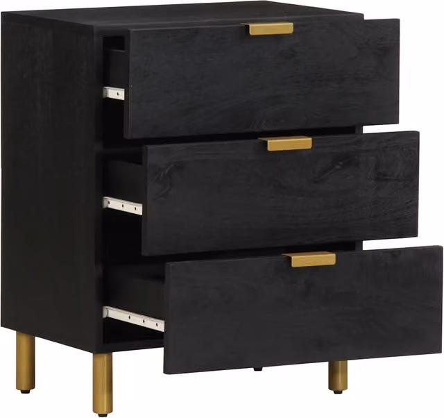 Comodino sospeso vidaXL in legno di mango nero opaco L: 50 cm, P: 33 cm, H: 62 cm