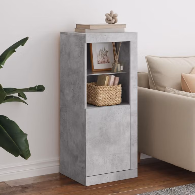 Credenza moderna vidaXL con luci LED integrate in grigio, L 41 cm x P 37 cm x H 100 cm